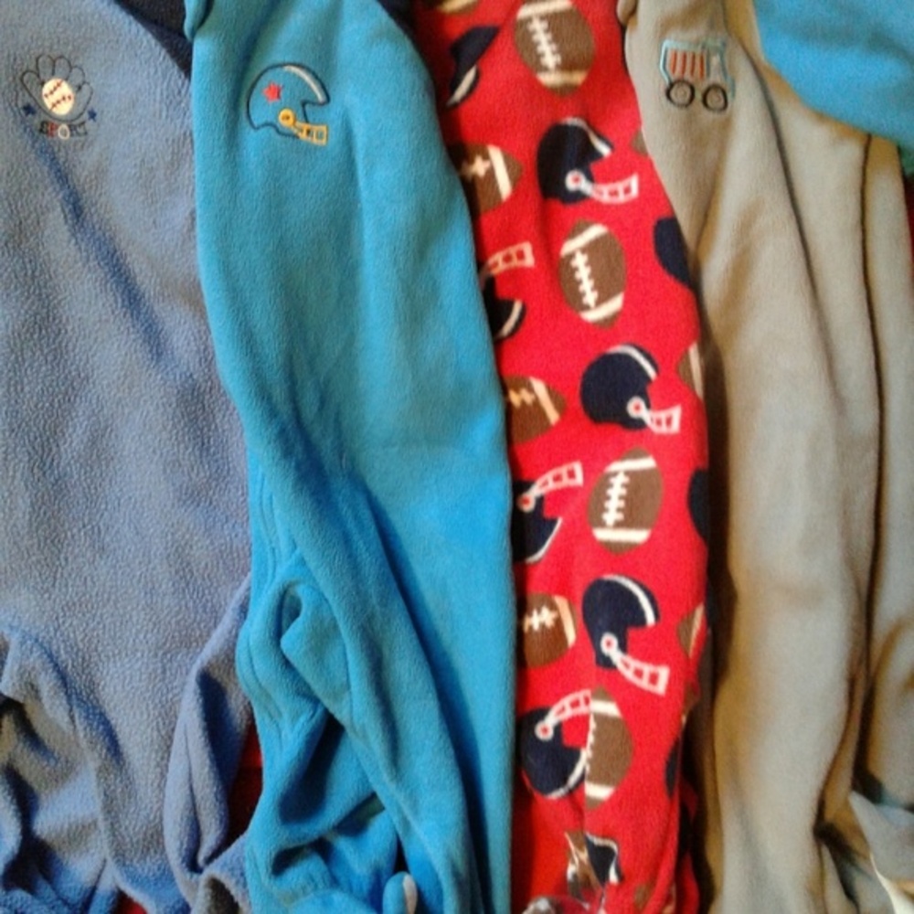 2 football feece footie sleeper